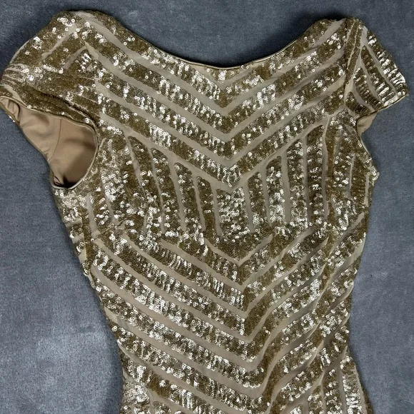 Dress the Population Dress Womens Small Tabitha Gold Sequin Feminine Party Mini - Picture 4 of 10